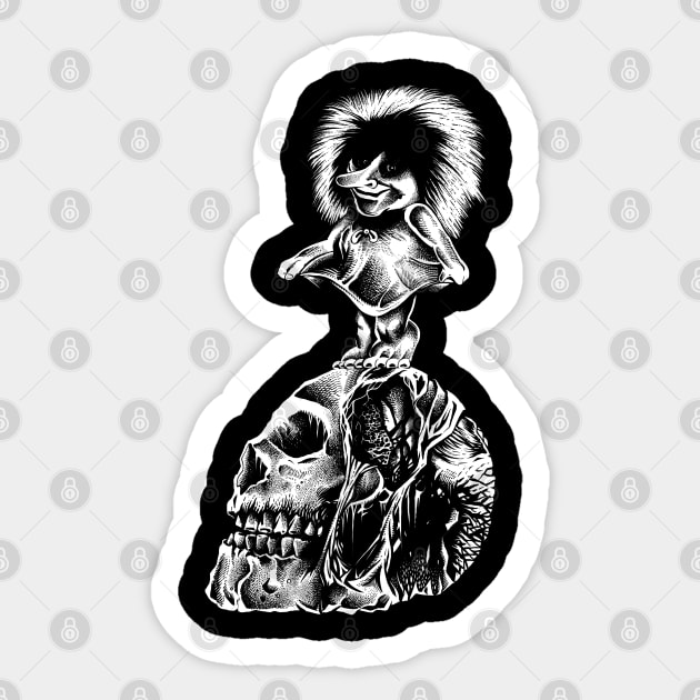 Norwegian Troll on a skull Sticker by wildsidecomix